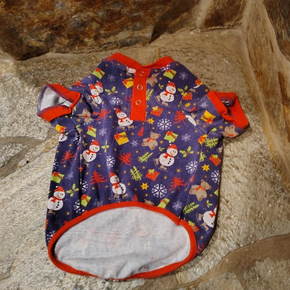Dogs Christmas Dog Cat Pajamas Shirt Top Size Medium